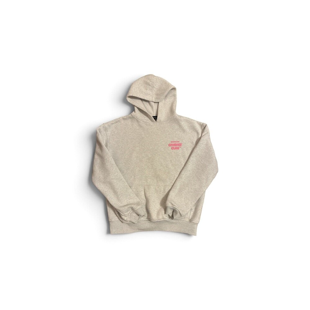 White fox comfort club hoodie gray pink fleece oversized S/M athleisure